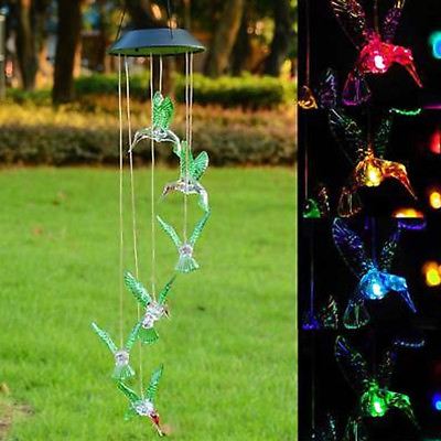 LED Hummingbird Color Changing Power Solar Wind Chimes Yard Home Garden Decor US $10.46
