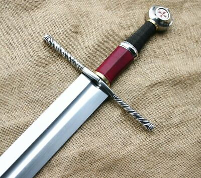 #ad CUSTOM HANDMADE TEMPLARS SWORD KNIGHT ARMING SWORD MEDIEVAL SWORD BATTLE READY $125.99