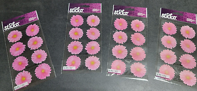 #ad 4 packs Sticko Stickers Pink Gerbera 32 Stickers Pink Flowers 52 01003 $10.95