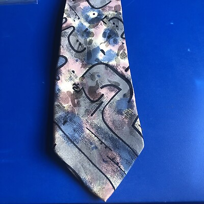 #ad Men’s tie 59” Pink Blue Stefano Milano 100% Silk Made In Italy #323 $1.64