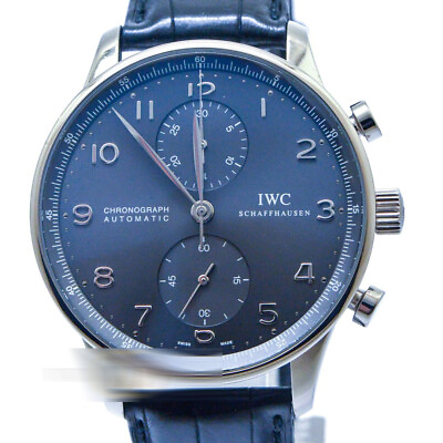 #ad IWC Portuguese IW371431 18k White Gold Case Grey Dial Black Leather Strap Watch $11353.00