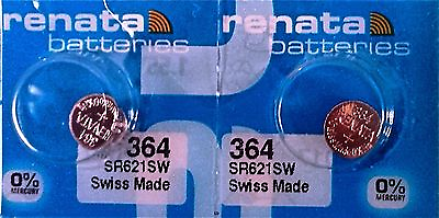 #ad 364 RENATA WATCH SR621SW BATTERY 2 piece FREE SHIPPING Authorized Seller $1.85