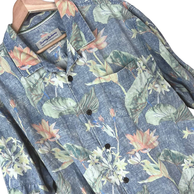 #ad TOMMY BAHAMA Men#x27;s L Heritage Tortola Silk Floral Hawaiian Aloha Button Shirt $27.01