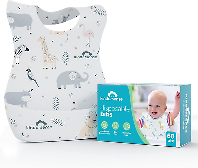 KinderSense® Disposable Baby Bibs for Feeding and Drooling 60 Count – Travel for $22.85