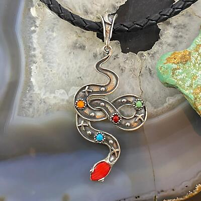 #ad Carolyn Pollack Southwestern Style Sterling Multistone Etched Snake Pendant $112.50