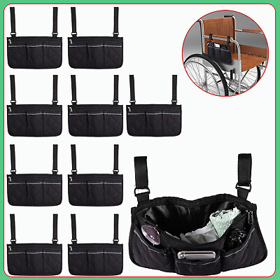 #ad Wheelchair Side Pocket Organizer Holder Pouch Armrest Storage Bag Outdoor Lot $8.05