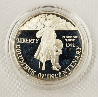 1992 P $1 Columbus Commemorative Silver Dollar PROOF C0042 STOCK $29.00