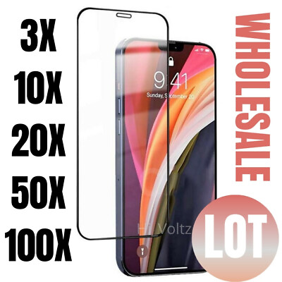 #ad For iPhone X XS XR 11 12 Pro Max Clear Tempered Glass Full Screen Protector Lot $50.89