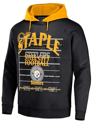 #ad Pittsburgh Steelers NFL x Staple Throwback Vintage Wash Pullover Hoodie Black $39.99
