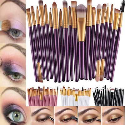 #ad 20pcs Makeup BRUSHES Kit Set Powder Foundation Eyeshadow Eyeliner Lip Brush NEW $6.94