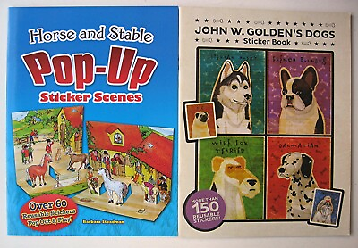 HORSE AND STABLE POP UP STICKER SCENES and JOHN W GOLDEN#x27;S DOGS STICKER BOOK C $17.95