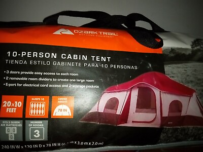 #ad Ozark Trail 3 Rooms 10 person cabin tent $115.00