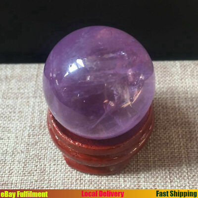 #ad 45mm Natural Brazilian Amethyst Sphere Quartz Healing Rock Crystal Ball W Stand $17.09