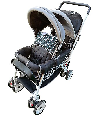 #ad Baby Infant Umbrella Deluxe Double Stroller Light Weight Travel Foldable Black $124.99