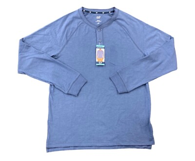 #ad GAP Men#x27;s Long Sleeve Relaxed Fit Henley T Shirt Size Medium M $16.98
