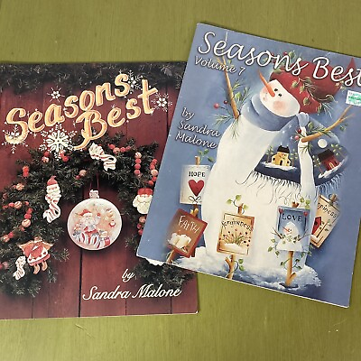 Lot of 2 tole painting books Seasons Best Vol 1 amp; 7 Sandra Malone Christmas $13.99