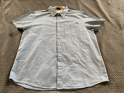 #ad Oakley Mens Shirt Blue 2XL Short Sleeve Button Up Casual $18.00