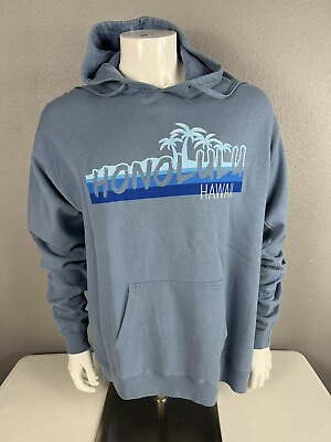#ad COMFORT WASH Mens Hooded Sweatshirt size L HONOLULU HAWAII Blue $19.99