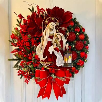 #ad Lights Door Hanging Ornaments Sacred Christmas Wreath Christmas Wreath Decor $17.76