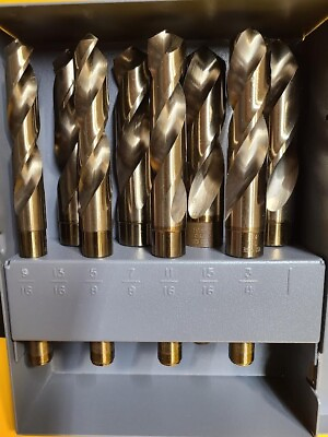#ad 8 Piece Cobalt Reduced Shank Drill Bit Set in Metal Case 9 16quot; 1quot; X 16Ths $210.00