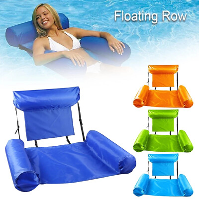 #ad Swimming Pool Foldable Inflatable Seats Water Floating Bed Chair Beach Home Use $12.19