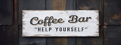 #ad Coffee Bar Rustic Style Sign Rustic Farmhouse Shelf Sitter 8x3quot; mdf iah $12.50