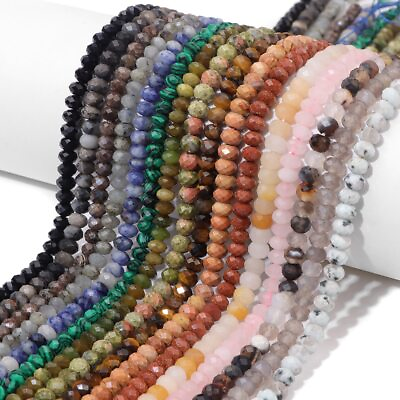 #ad 4x6mm Natural Gemstone Faceted Rondelle Spacer Loose Beads for Jewelry Making $4.99