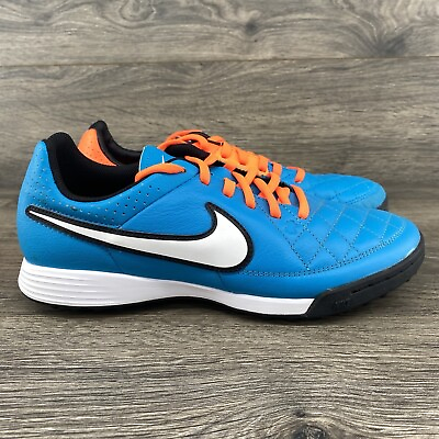 Nike Tiempo Legacy Men#x27;s Size 6 Soccer Turf Cleat Blue Orange White 631517 $62.95