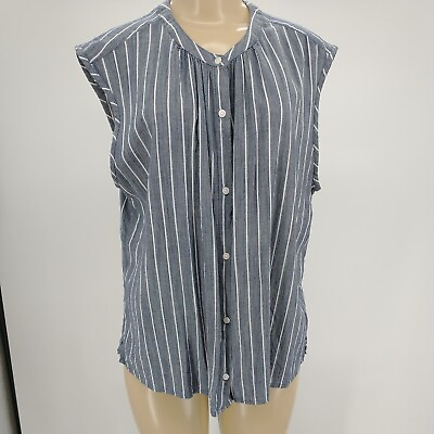 #ad #ad Old Navy Women Gray Sleeveless Button Down Shirt L $24.99