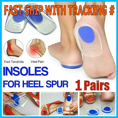 #ad 1 Pair Heel Support Gel Silicone Cushion Orthotic Insole Plantar Care Heel Cups $5.99