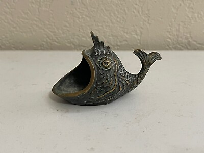 Vintage Manner of Walter Bosse Brass Fish Open Mouth Ashtray $150.00
