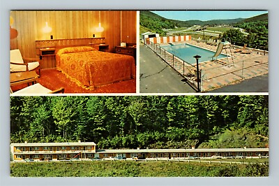#ad Berkshire Spur Motel Room View Swimming Pool Caanan New York Vintage Postcard $7.99