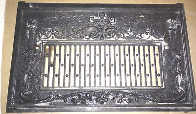 #ad ANTIQUE Heavy CAST IRON FIREPLACE COVER VENT DOOR Wall Decor Torch 20 X 12.5” $69.99