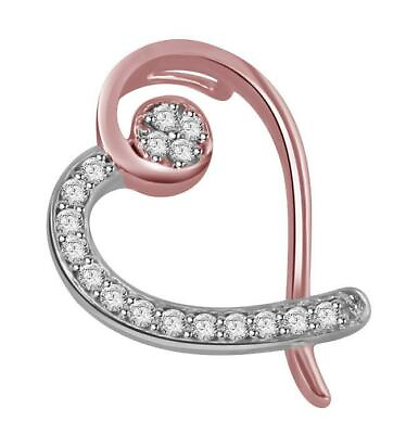 #ad #ad Heart Pendant Necklace Round Diamond VVS1 E 0.20 Ct 14K Two Tone Gold 0.90 Inch $395.99