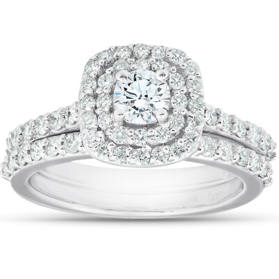 #ad 1 1 10Ct Cushion Halo Diamond Halo Engagement Wedding Ring Set 14k White Gold $906.19