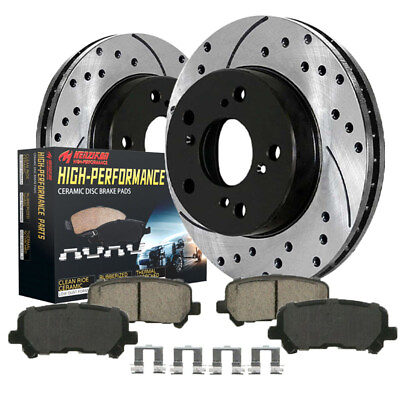 For Nissan Murano Pathfinder Quest FX35 Rear Drilled Rotors Ceramic Brake Pads $69.93