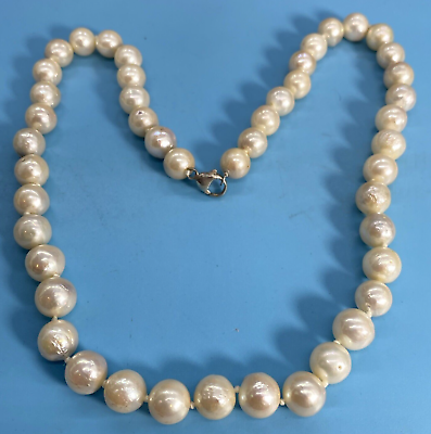 #ad Pearl Necklace 18quot; Long New amp; Boxed Larger Pearls with a Note Between Each Pearl $89.95
