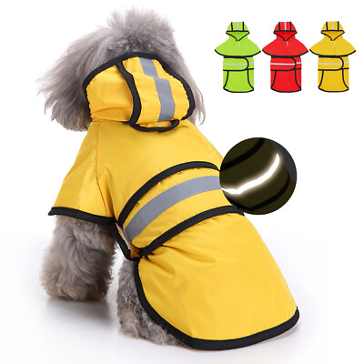 #ad Dog Raincoat Reflective Waterproof Rain Jacket Adjustable Small Large Dogs S XXL $11.49