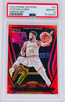 #ad Stephen Curry 2020 21 Panini Certified Mirror Red #97 Warriors PSA 10 $70.95