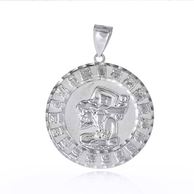 #ad Silver Diamond Cut Ancient Aztec Mayan Sun Deity Pendant Necklace S M L $59.99