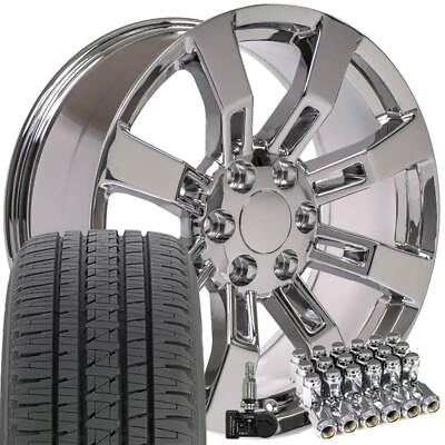20x8.5 Wheels Fit Escalade Yukon Tahoe 5409 Chrome Bridgestone TPMS Lug B1W $2327.00