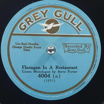 #ad STEVE PORTER Flanagan In A Restaurant Married Life GREY GULL 4004 VG 78rpm $15.00