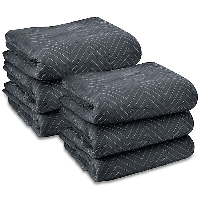 #ad 6 Moving Blanket Furniture Pads Ultra Thick Pro 40quot; x 72quot; Black $29.99