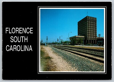Florence SC The Railroad City South Carolina Postcard view of train tracks $4.95