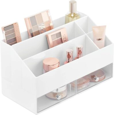 mDesign Plastic Makeup Storage Organizer with 2 Pack of 1 White Clear $41.49