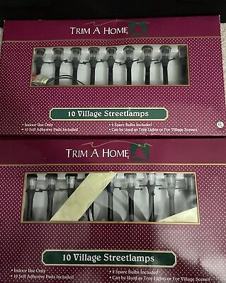 Trim A Home Christmas Village 10 Lighted Street Lamps Tested WORKS Lot Of Two $19.99