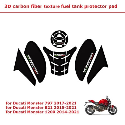 #ad for Ducati Monster 821 2015 2021 3D carbon fiber fuel tank grip protector pad $28.00