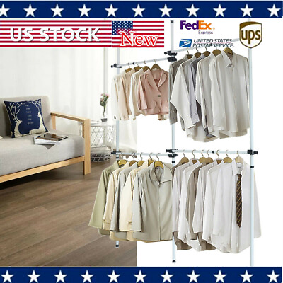 #ad Clothes Rack Heavy Duty Large Garment Rack with Open Shelves and 4 Hanging Rods $47.00