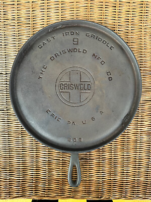 #ad Griswold No.9 Cast Iron Griddle Big Block Logo Ships Fast Today Don’t Wait $125.00