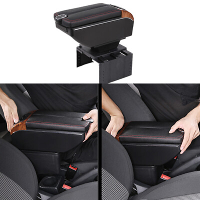 #ad US 7 USB Car Dual Opening Armrest Box Central Console Cup Holder Storage Parts $67.49